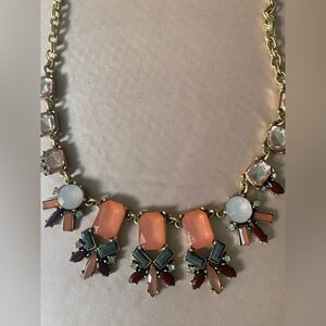 LOFT Pink and Gold 20” Statement Necklace